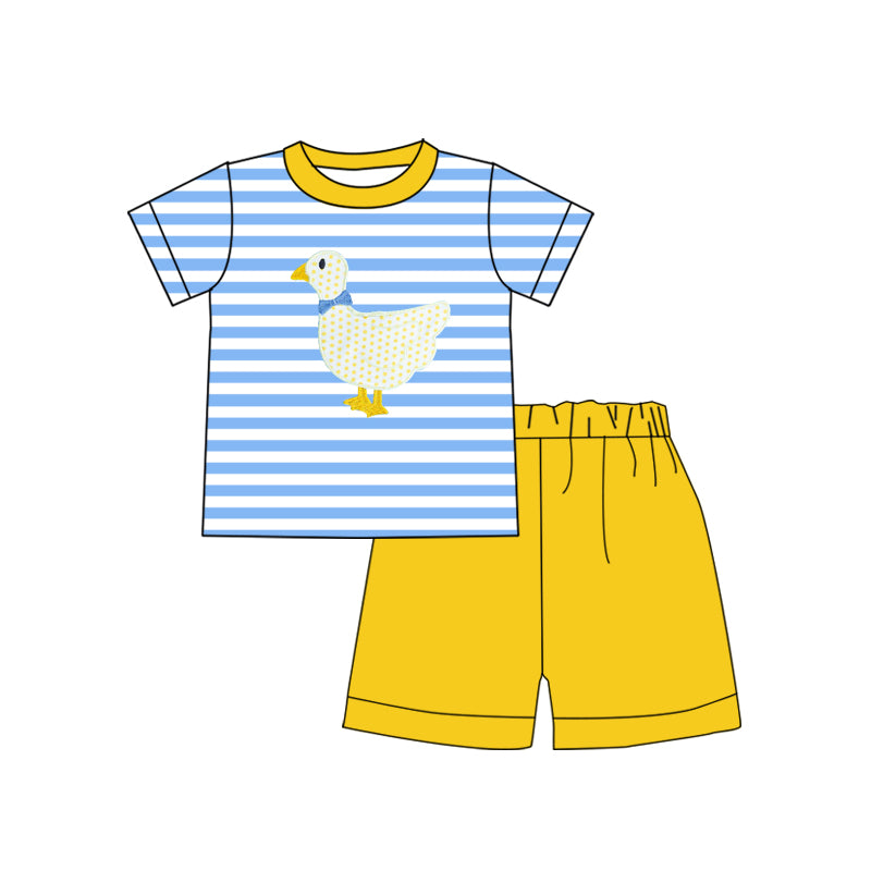 baby boy blue stripes duck top yellow shorts outfit preorder