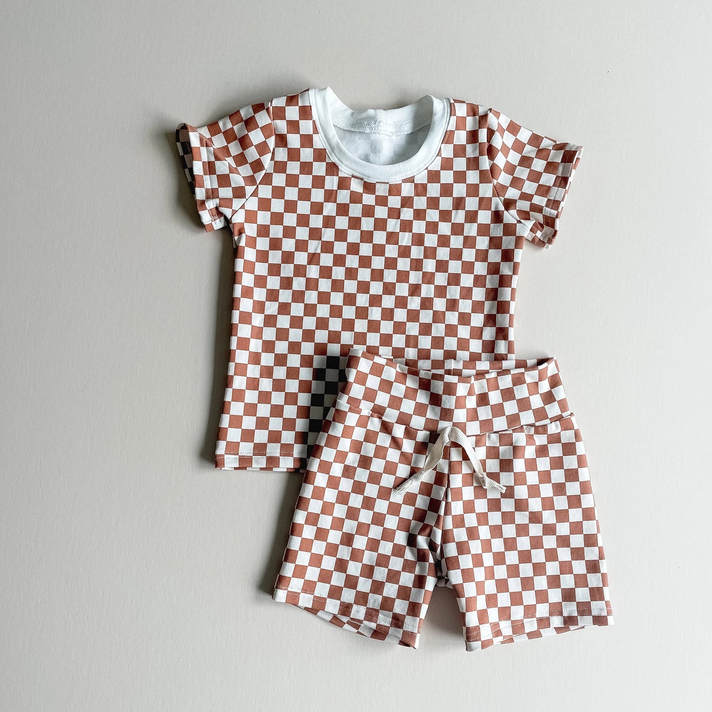 brown checkered baby boy summer outfit preorder