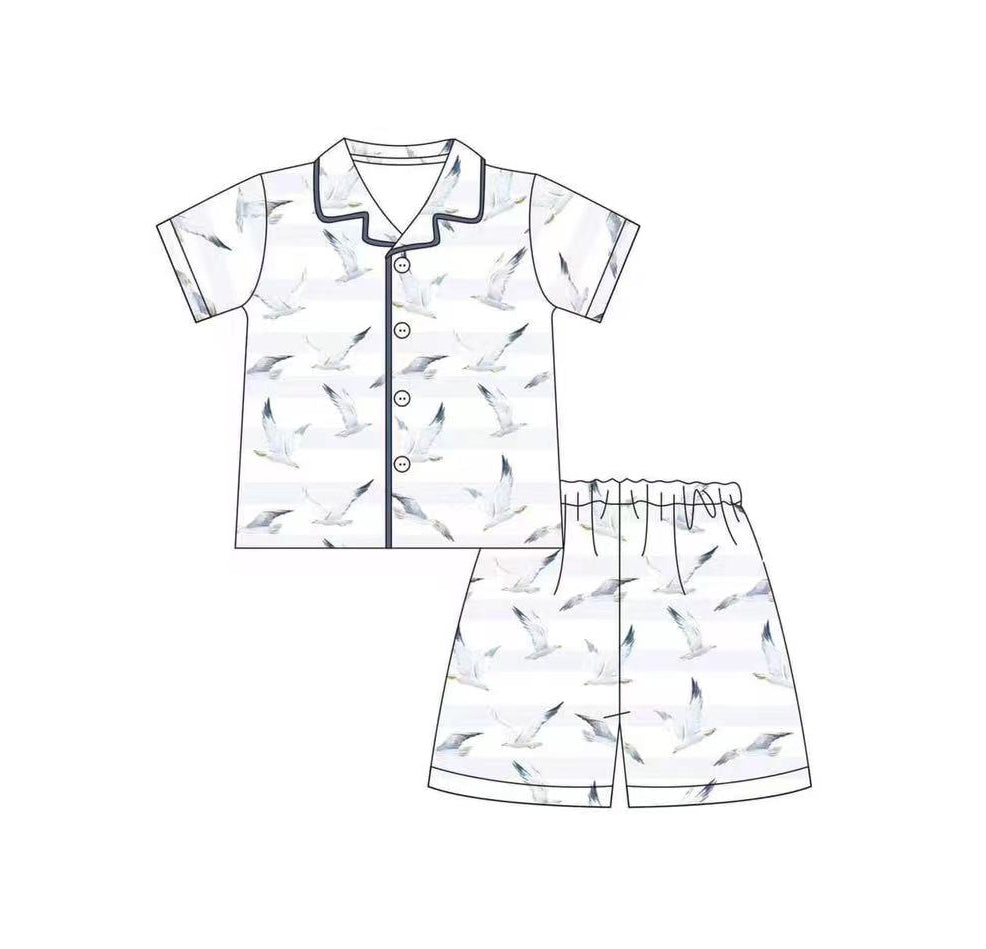 mallard duck button down short sleeve pajama set preorder