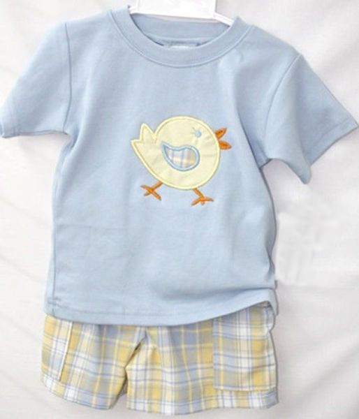 embroidery chicken baby boy summer outfit preorder