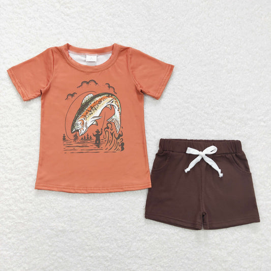 baby boy fishing top brown shorts outdoor outfit