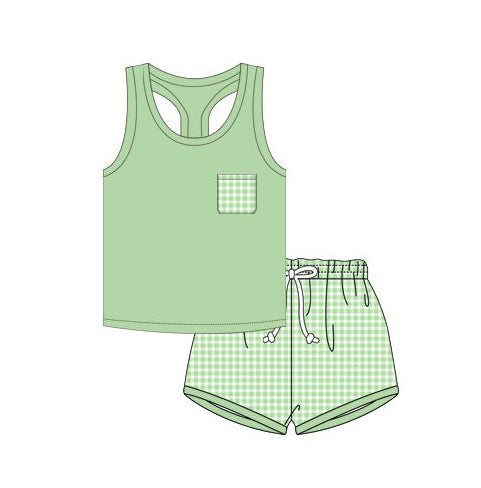 baby boy green gingham short outfit preorder