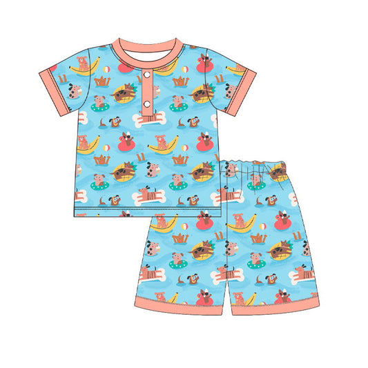 baby boy cute animal dog prints summer outfit preorder