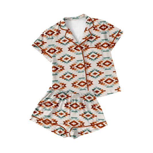 western aztc short sleeve button down outfit preorder