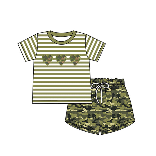 baby boy camo heart shirt macthing shorts outfit preorder