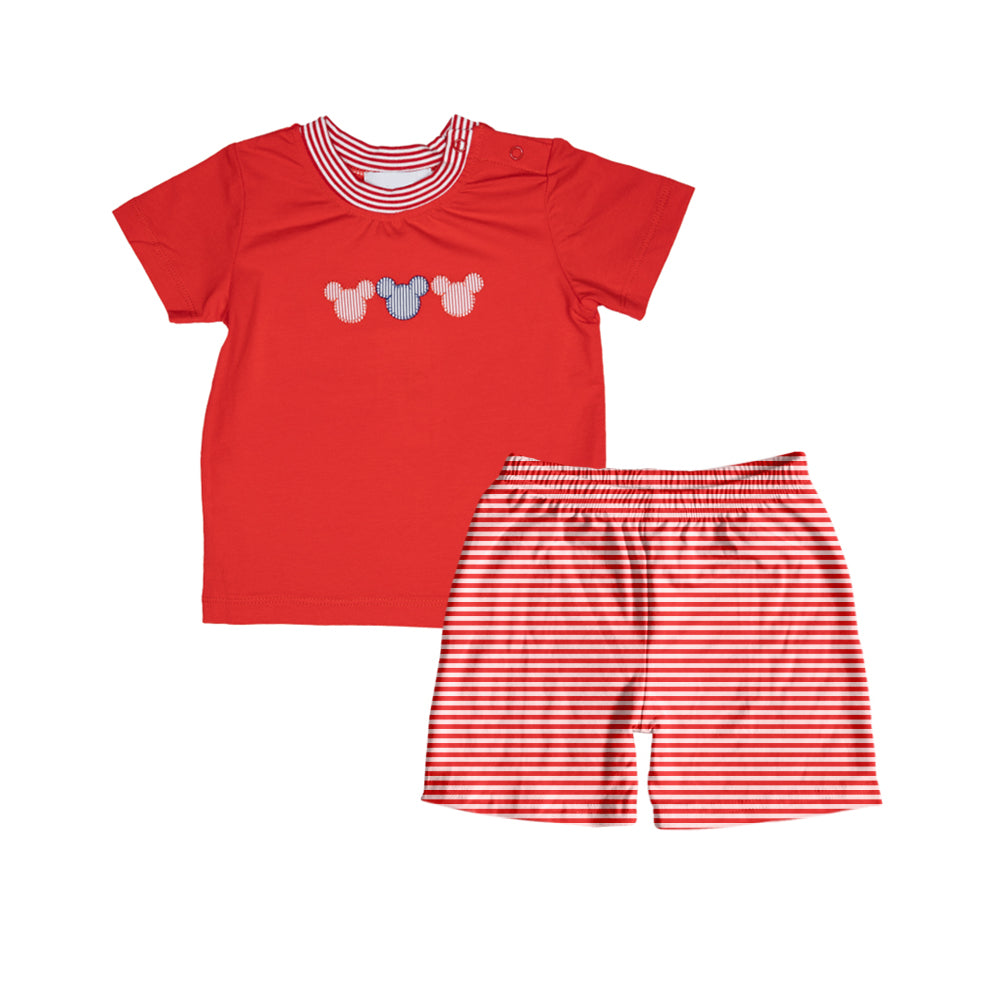 red cartoon shirt red stripes shorts outfit  preorder