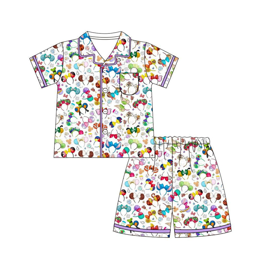 baby boy cartoon button down pajama set preorder