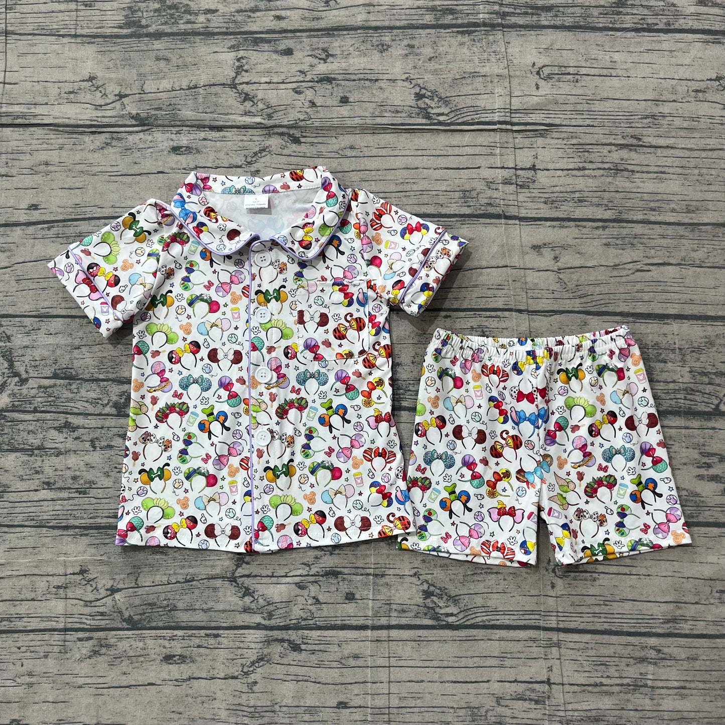 baby boy cartoon button down pajama set preorder