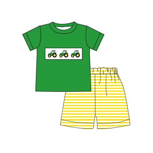 three farm tractor green shirt yellow shorts outfit preorder