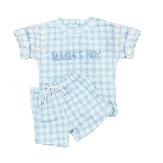 Mamas boy blue plaid summer clothes preorder