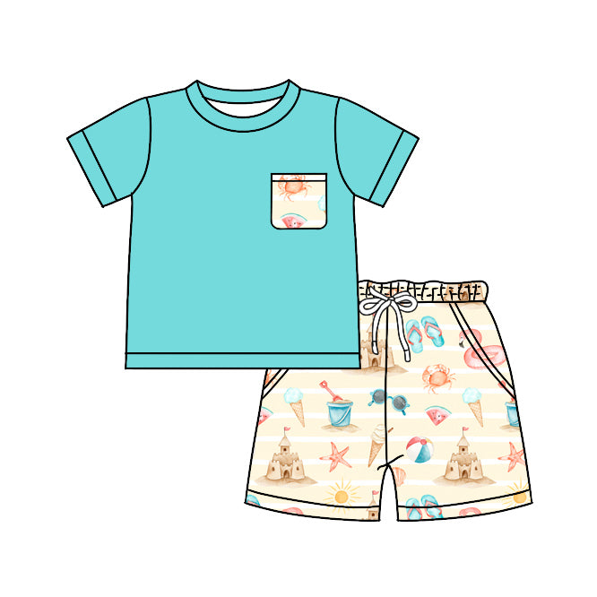 baby boy summer beach tool crab castle outfit preorder