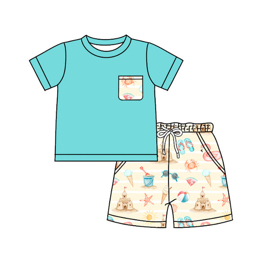 baby boy summer beach tool crab castle outfit preorder