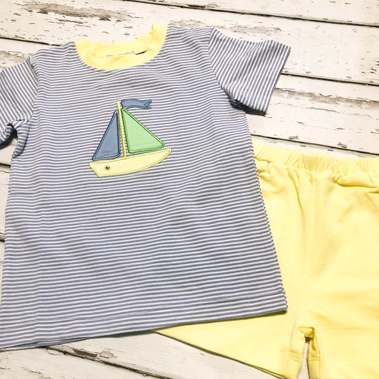 Baby boy sailboat summer outfit preorder