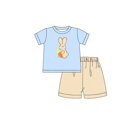 Easter bunny carrot top plaid shorts baby boy outfit preorder