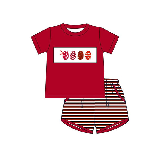 Easter bunny red top matching shorts baby boy outfit preorder