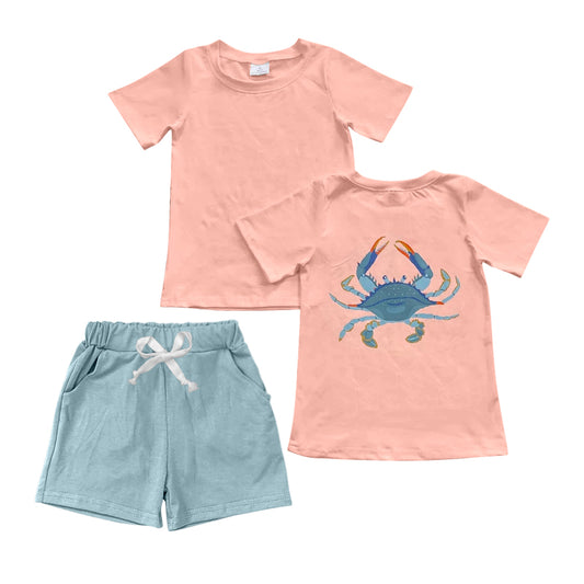Baby boy crab top cotton shorts summer outfit preorder