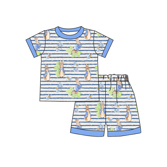 Easter rabbit blue stirpes baby boy outfit preorder