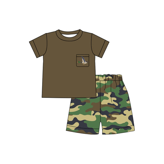 Green brown camo baby boy mallard duck summer outfit preorder