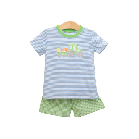 Easter truck top plaid shorts baby boy outfit preorder