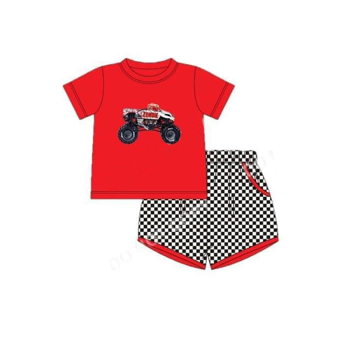 Racing car baby boy summer outfit preorder