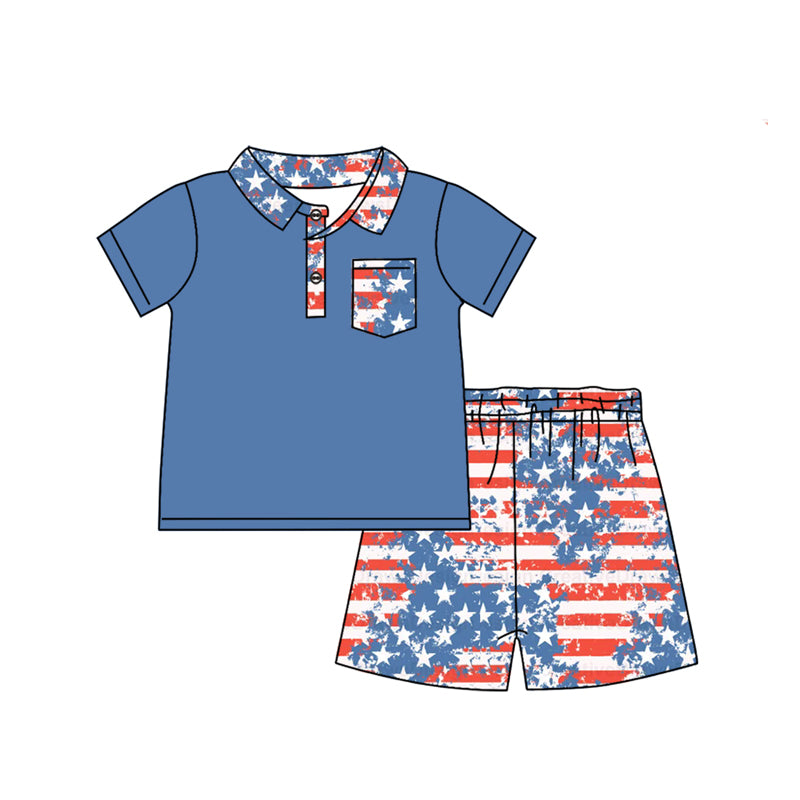 baby boy july 4th blue star summer outfit preorder