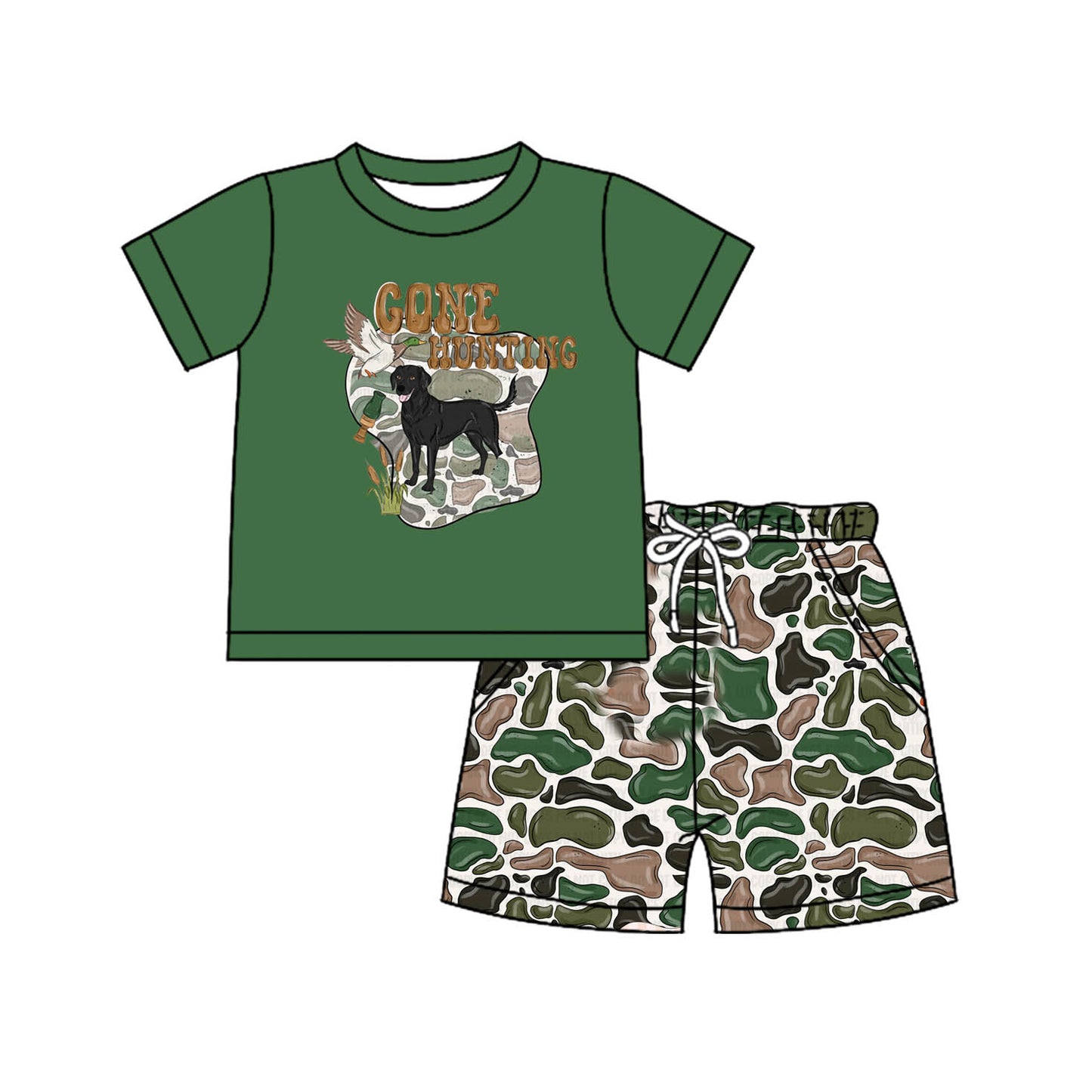 Baby boy gone hunting duck dog outfit preorder