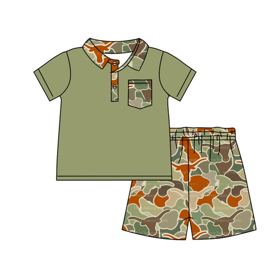 Baby boy western cow camo summer outfit preorder