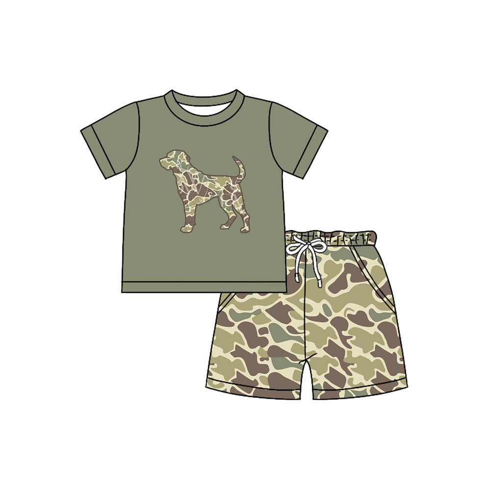 Baby boy camo dog hunting season summer outfit preorder