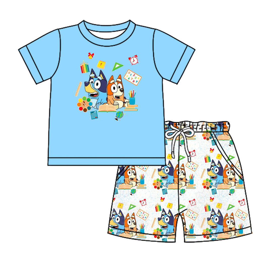 Baby boy blue cartoon dog happy birthday outfit preorder