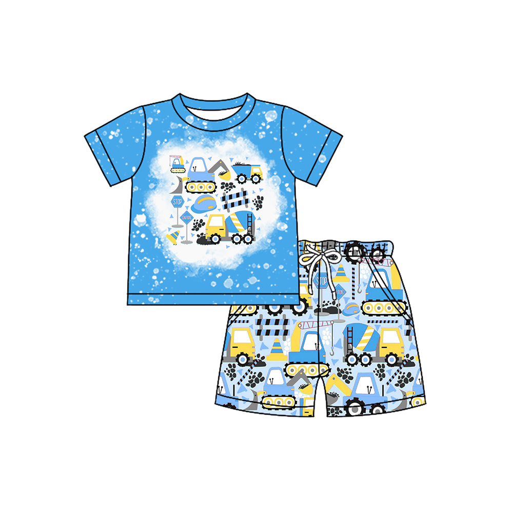 Baby boy construction design summer outfit preorder