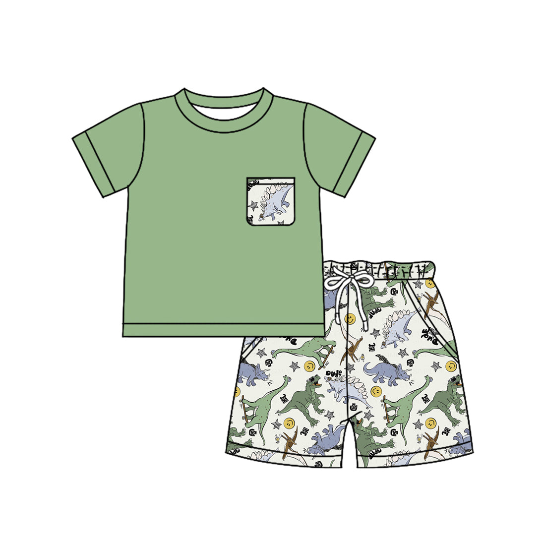 Baby boy dinosaur short sleeve outfit preorder