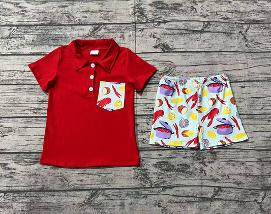 Baby boy short sleeve crawfish outfit preorder