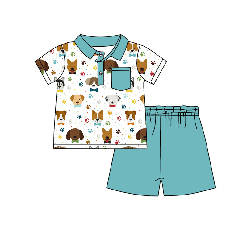 Baby boy dog design top summer shorts outfit preorder