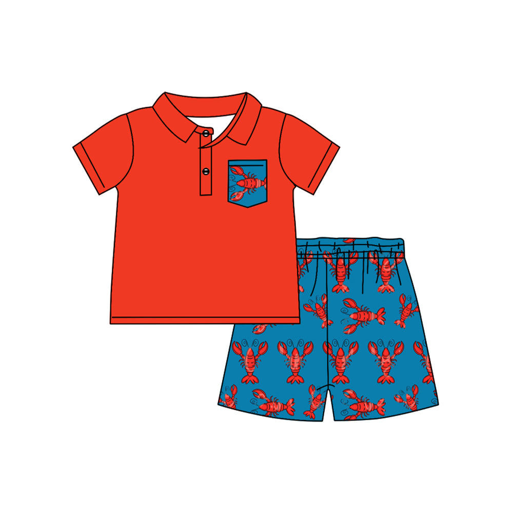 Baby boy crawfish pocket top matching shorts summer outfit preorder