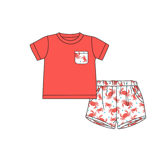 Baby boy crab design summer outfit preorder