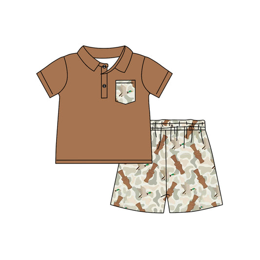 Duck call design baby boy summer outfit preorder