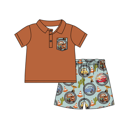 Baby boy cartoon car western summer outfit preorder