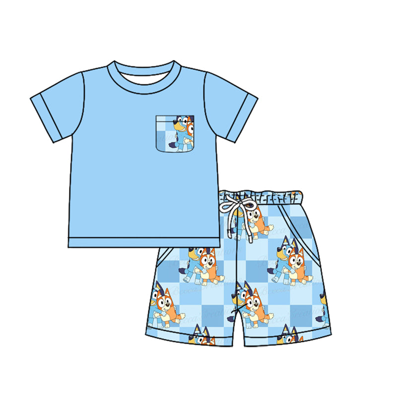 Blue cartoon dog baby boy clothes preorder