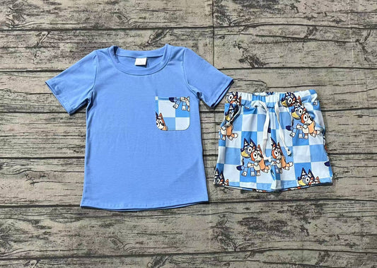 Blue cartoon dog baby boy clothes preorder