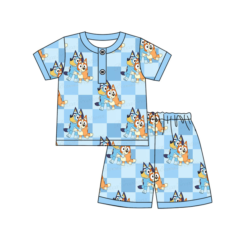 Blue cartoon dog baby boy outfit preorder