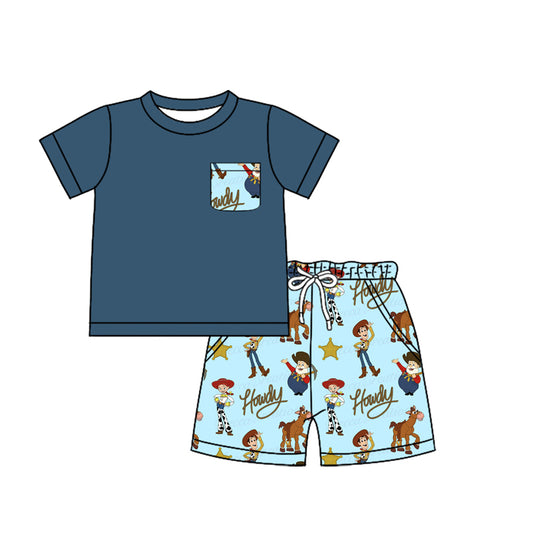 Baby boy cartoon story western summer outfit preorder