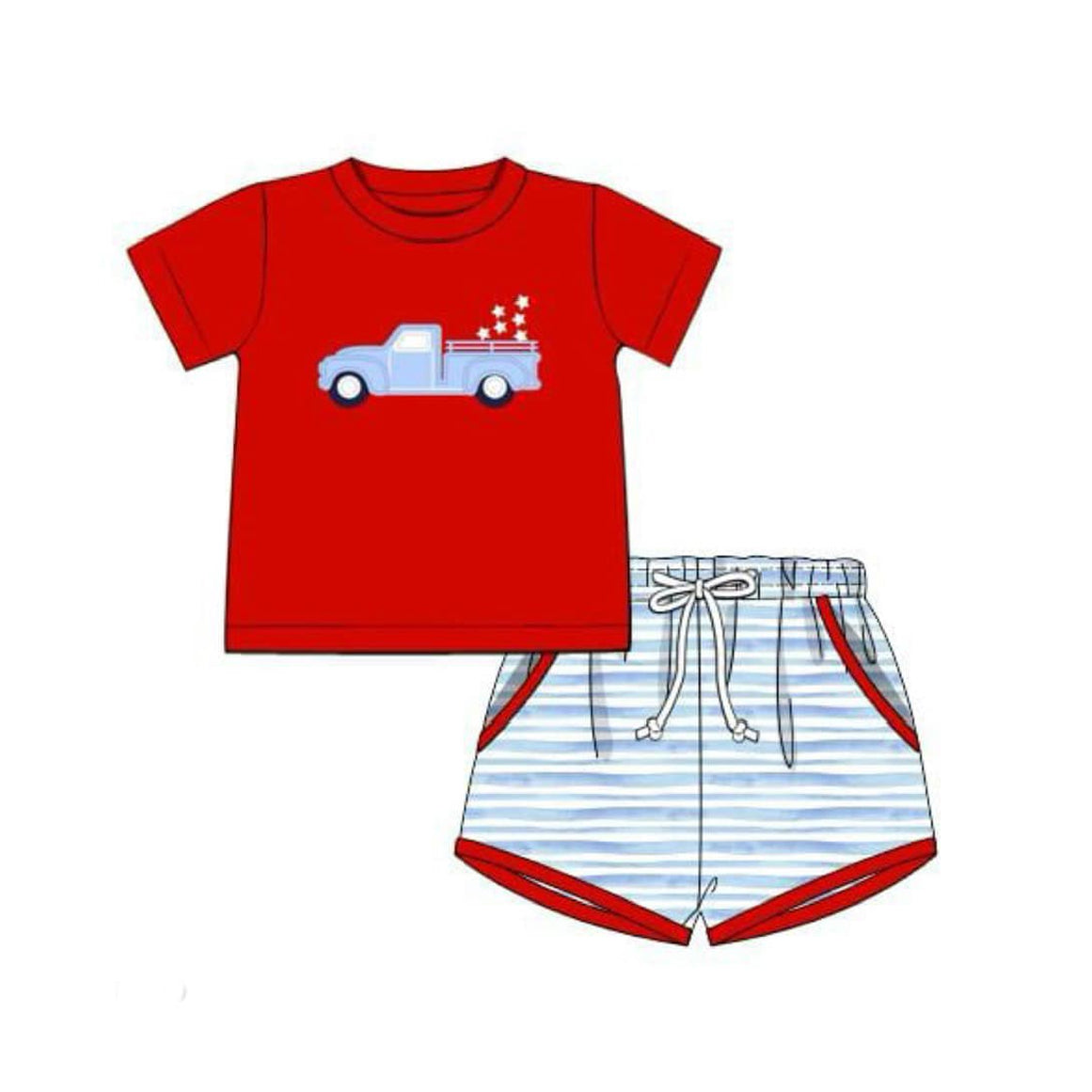 Baby boy July 4th truck shorts summer outfit preorder