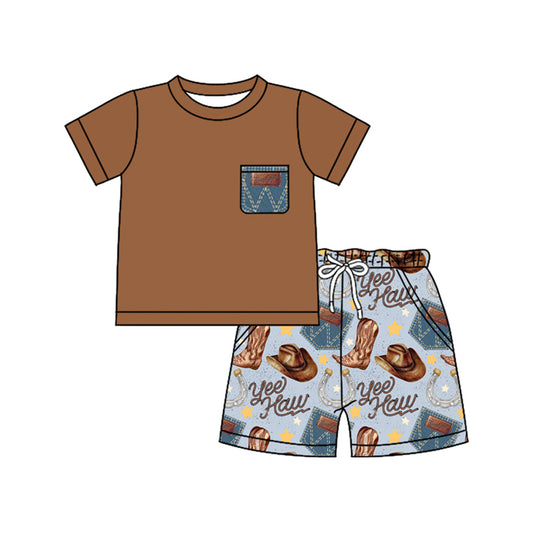 Baby boy western howdy summer outfit preorder