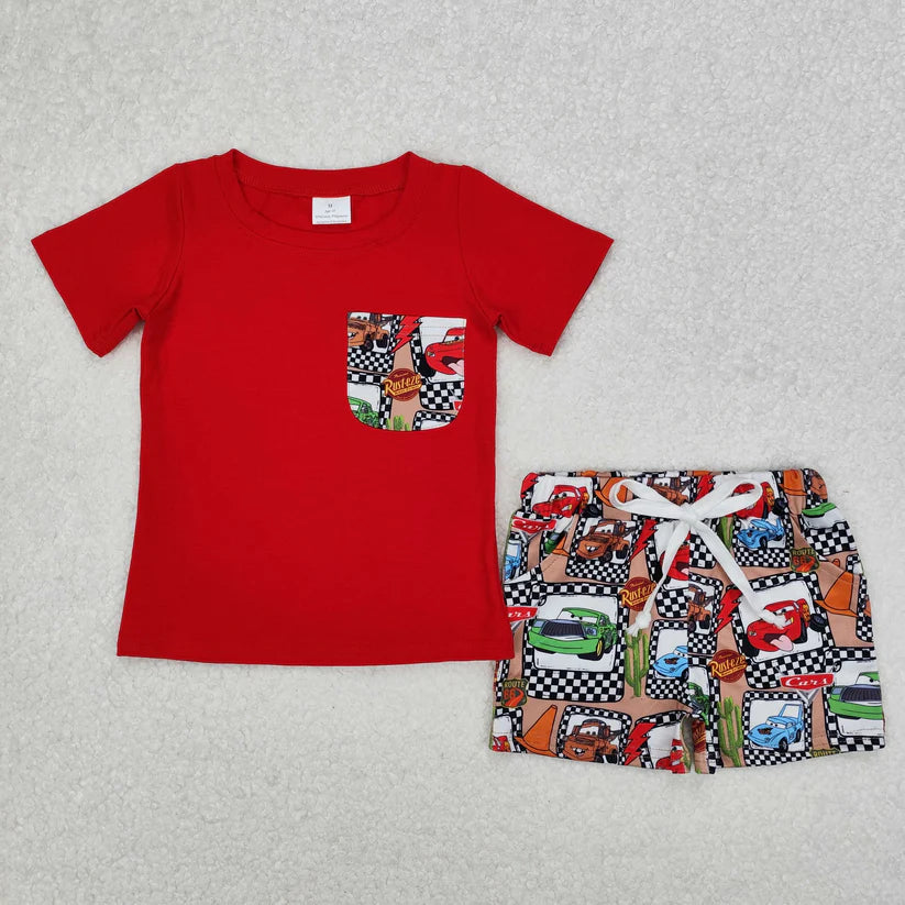red car cartoon boy clothing set