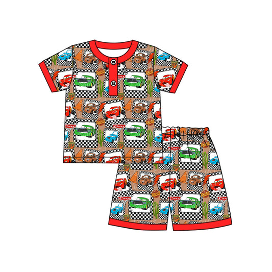 Baby boy cartoon car summer outfit preorder