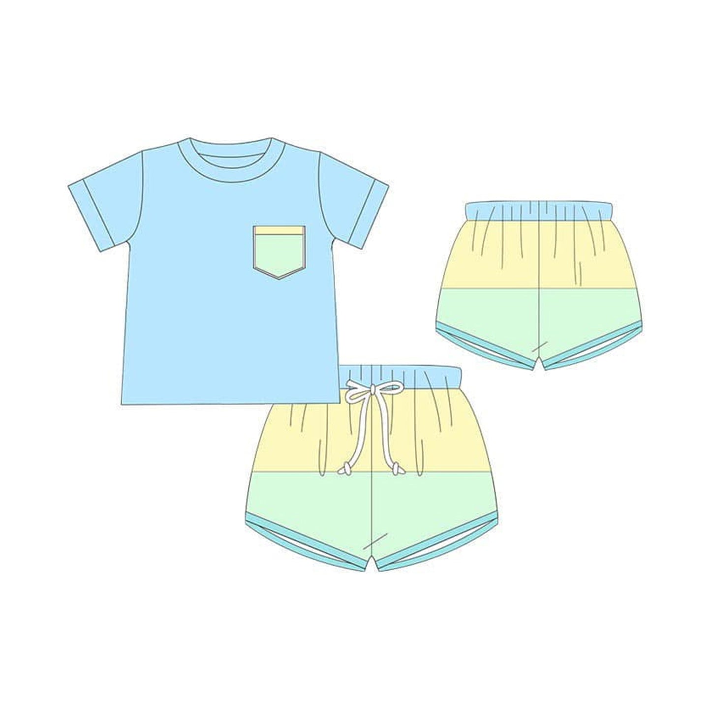 Baby boy blue yellow summer outfit preorder
