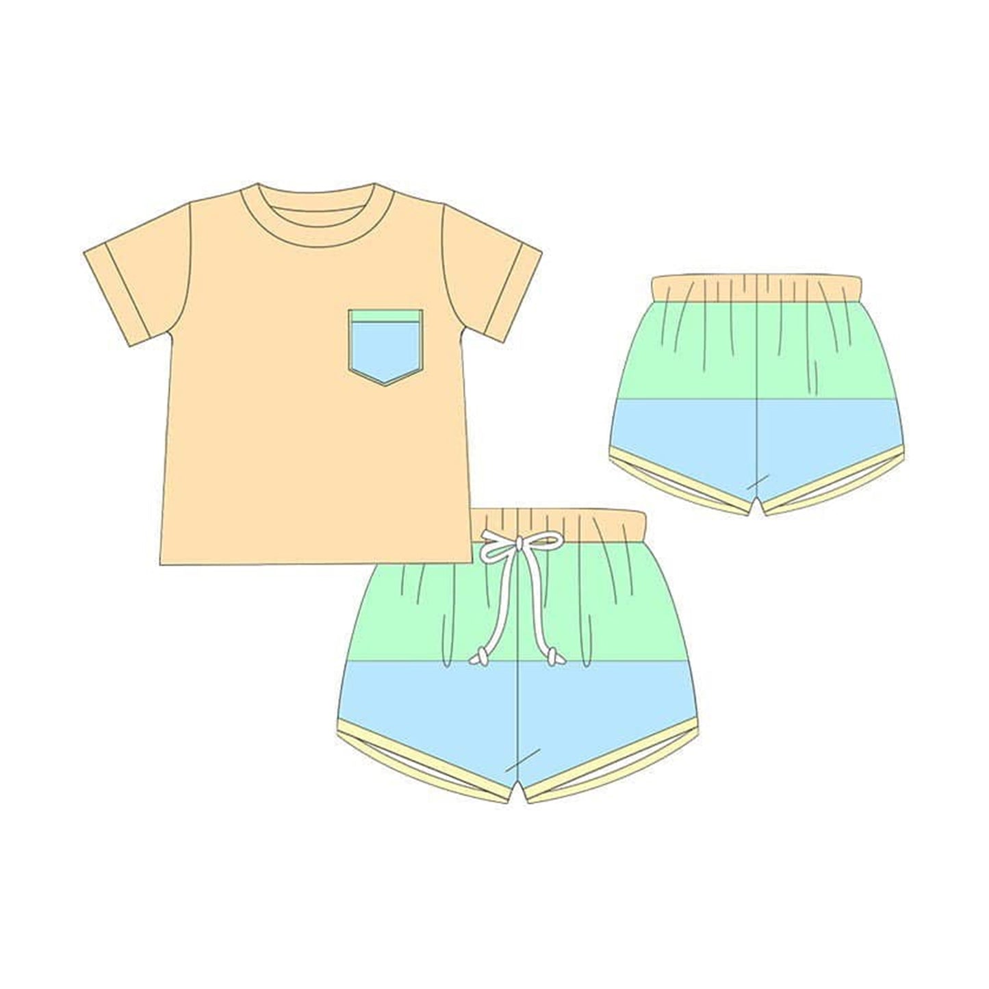 Baby boy yellow blue summer outfit preorder