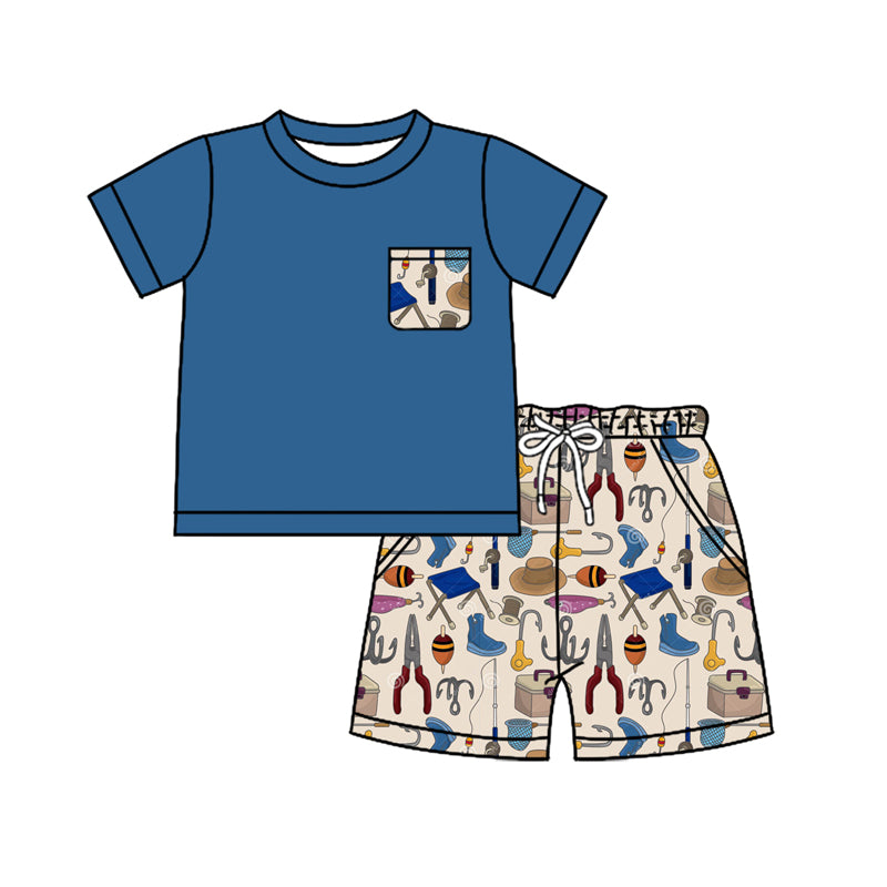 Infant baby boy short sleeve fishing outfit preorder