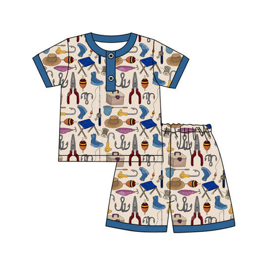 Infant baby boy short sleeve fishing summer outfit preorder