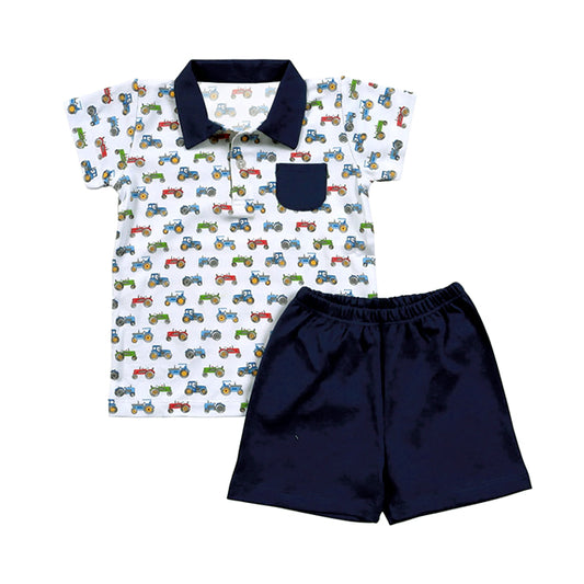Baby boy farm tractor summer outfit preorder